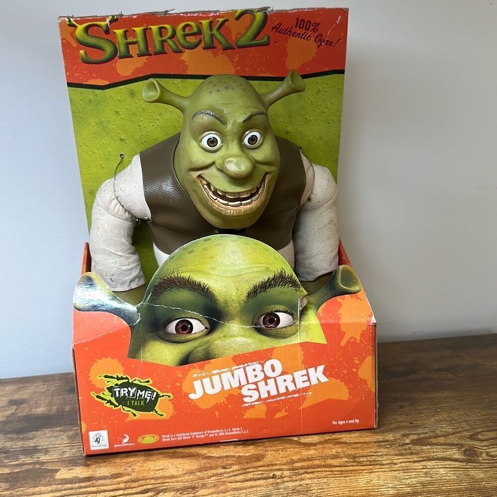 Vintage Shrek Roto Head‎ Jumbo Shrek 2 Dream Works 2004 Hard Face Original Box